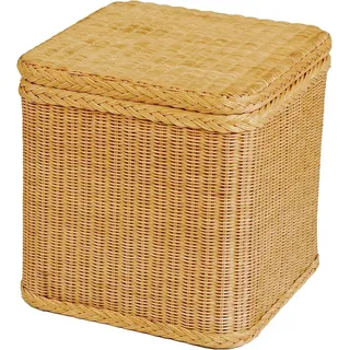 Rattan Wäschekorb  -Truhe  stabiler Deckel  Wäschesammler (Honig, Quadratisch)