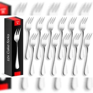 hgmd Kuchengabeln - 12 Stück - 14cm - Dessertgabeln - Kuchengabeln - Edelstahl, 14 cm, Poliert