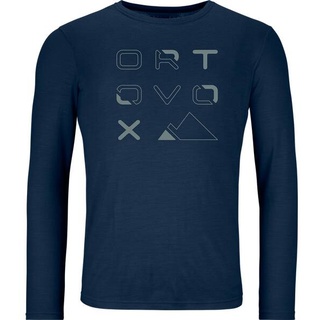 Ortovox Herren Shirt 185 MERINO BRAND OUTLINE LS M, deep ocean, M