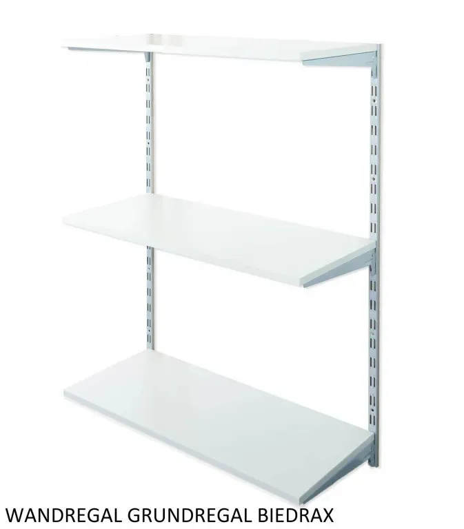 Biedrax Wandregal - Grundregal 25 x 40 x 100 cm, Farbe silber - 3 Fachboden grau