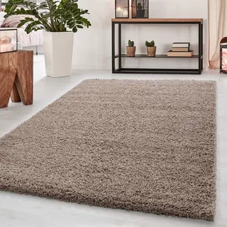 HomebyHome Shaggy Teppich 200x300 Wohnzimmer (200 x 290 cm) - 50 mm Florhöhe Hochflor Teppich Beige Extra Weich und Flauschig - Langflor Teppiche für Schlafzimmer, Küche, Flur - Carpet, Halı
