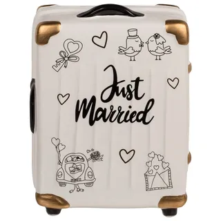 Spardose Brautpaar Geldgeschenk Geschenkidee Hochzeitsgeschenk Trolley Koffer »Just Married« Keramik