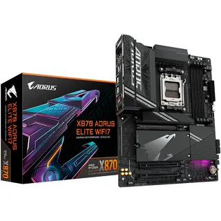 Gigabyte X870 A ELITE WIFI7 Mainboard - Unterstützt AMD Ryzen 9000 CPUs, 16+2+2 Phasen VRM, bis zu 8000MHz DDR5 (OC), 3xPCIe 5.0, Wi-Fi 7, 2.5GbE LAN, USB 4