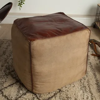 Retro Sitzpouf MUSTANG 45cm Leder Sitzwürfel Sitzhocker Sitzpuff Fußhocker Pouf