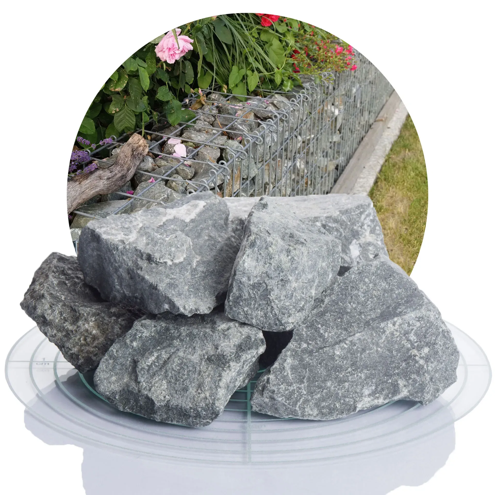 Diabas Gabionensteine grau 32-60 mm - 25 kg Sack