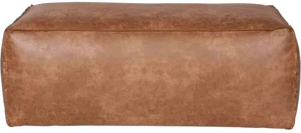 Pouf Rodeo Lederoptik, rechteckig gepolstert, moderner Stil, Cognac, komfortabel für Dein Zuhause