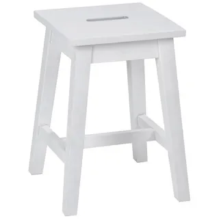 Home4You Hocker, H 45 cm - Weiß - Kiefernholz massiv