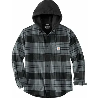 CARHARTT Flannel Fleece Lined Hooded, SHIRT JAC 105621 - Grau/Dunkelgrau (Elm) - M