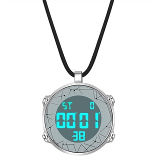 JewelryWe Taschenuhr Herren Damen Digital Quarz Uhr 30m Wasserdicht Datum Woche Kalender Alarm Sportuhr mit Leder Halskette Kette Kettenuhr Geschenk Schwarz