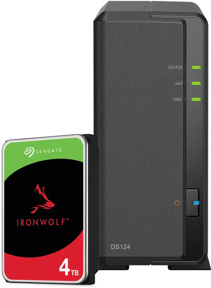 Synology DS124 4TB Seagate IronWolf NAS-Bundle NAS inkl. 1x 4TB Seagate IronWolf 3.5 Zoll SATA Festplatte