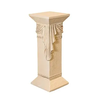 Antikes-Wohndesign Säule-Standsäule-Blumensäule-Dekosäule-Steinsäule mit Tuch und Mäandermuster Creme-beige-antikfinish