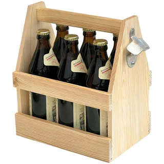 DanDiBo Ambiente DanDiBo Flaschenträger 6 Flaschen Holz Bierträger mit Flaschenöffner 93945 Männerhandtasche