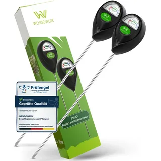 WENDOWERK® 2 Stück Extra Langer Boden Feuchtigkeitsmesser für Pflanzen 40CM [Schwarz/Schwarz] - Ohne Batterien - Verbessertes Feuchtigkeitsmessgerät Pflanzen [2026] – Premium Bodentester