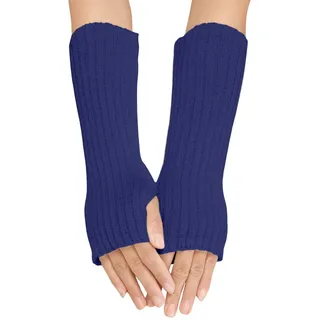 Winter Gestrickte Handschuhe für Damen Lang Handwärmer Stulpen Fingerlose Armstulpen Warm Strick Handschuhe Armwärmer Stulpen für Damen Pluswärmer Handstulpen Fingerlose Halbfinger (A-Navy, One Size)