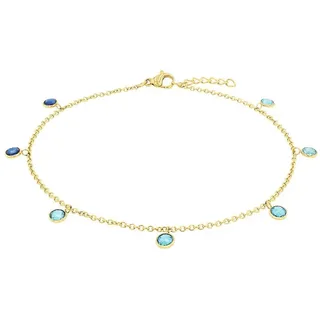 Amor Fußkette, mit Zirkonia (synth) blau|gelb|goldfarben