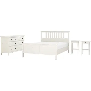 IKEA HEMNES Schlafzimmermöbel 4er-Set weiß gebeizt 140x200 cm