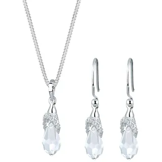 Elli Schmuckset Damen Tropfen mit Kristallen in 925 Silber