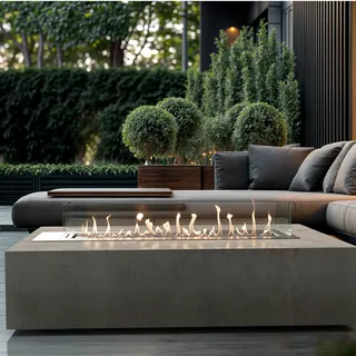 Planika GALAXY TABLE Gas Line Outdoor  [automatischer Gaskamin für den Außenbereich]: Kreta (Betongrau) - ohne WLAN Modul