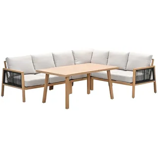Gardenimpressions Gruppe Decala L/D set 5tlg., alu hell, Teaklook / desert sand