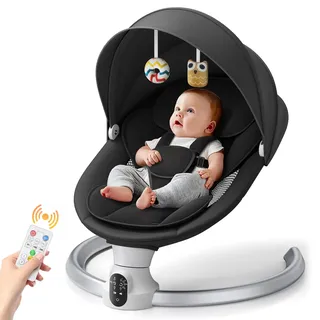 Babyschaukel Elektrisch,Helangel Elektronischer Baby Schaukelsitz mit Kabel und mit Bluetooth Elektrische Babywippe Babywippe und Liegestuhl 3 Timer mit mobiler App-Steuerung/Fernbedienung