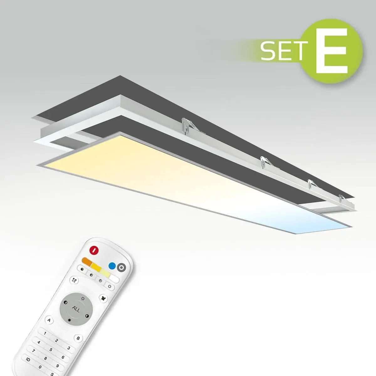 CCT LED Panel 150x30cm Einbauset 48W 3000K-6000K inkl. Fernbedienung und Einbaur...