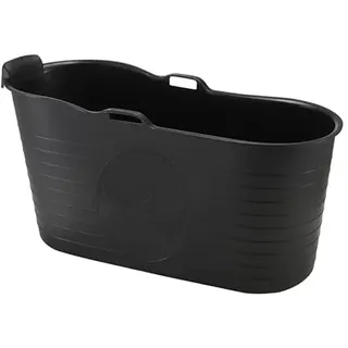 Schwänlein® Mobile Badewanne für Erwachsene XL, Ideal für das kleines Badezimmer, 123 * 55.5 * 63cm, Stylisch und Stimmungsvoll (Schwarz)