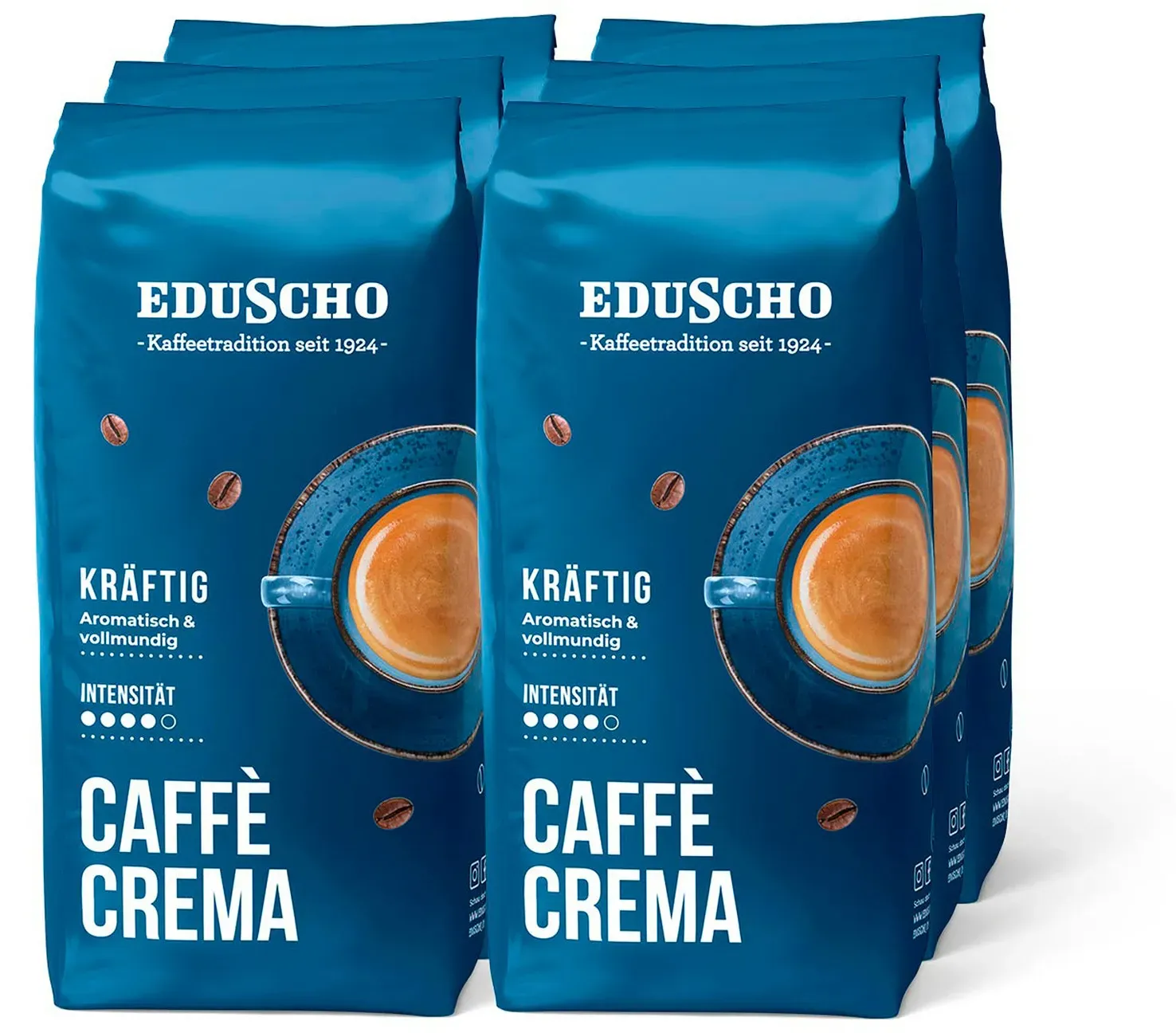Eduscho Caffè Crema Kräftig - 6 x 1 kg Ganze Bohne - Intensität: 4/5