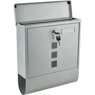 Briefkasten Groß Postkarten Wandbriefkasten Briefe + 2 Tasten 1187 - Silber