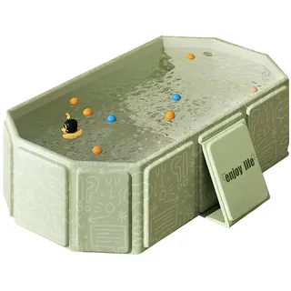 Katomi Faltbare Badewanne für Kinder, Tragbare Badewanne, Große Kleinkindbadewanne, Tragbares Duschbecken, Badewanne Kinder für 0-8 Jahre, Integrierte Badewanne mit Ablassschraube - Beige