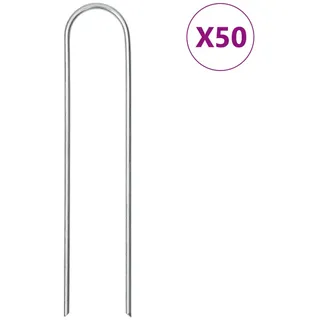 vidaXL Bodenanker 50 Stk. U-Form 15x3,5 cm Verzinkter Stahl