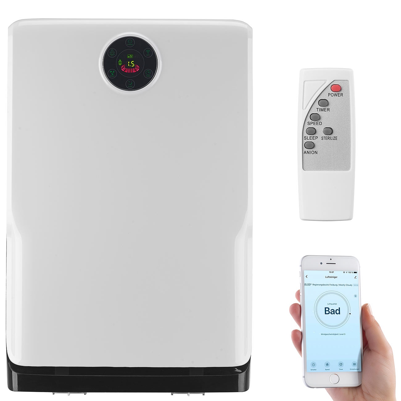 6-Stufen-Luftreiniger mit UV, Ionisator, WLAN & App, Alexa-kompatibel