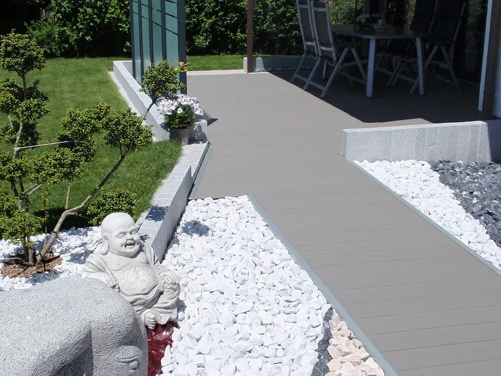 26x145 mm Kovalex® Standard WPC-Terrassendiele, grau, mattiert, Vollprofil Längen:1,00 bis 6,00m, Profil: grob/fein