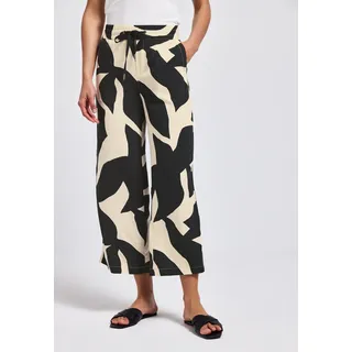 STREET ONE Stoffhose »Style Emee«, Sommerhose mit elastischem Bund und Tunnelzug, mit grafischem Muster Gr. 38 Länge 26, whale tail grey, , 86188148-38 Länge 26