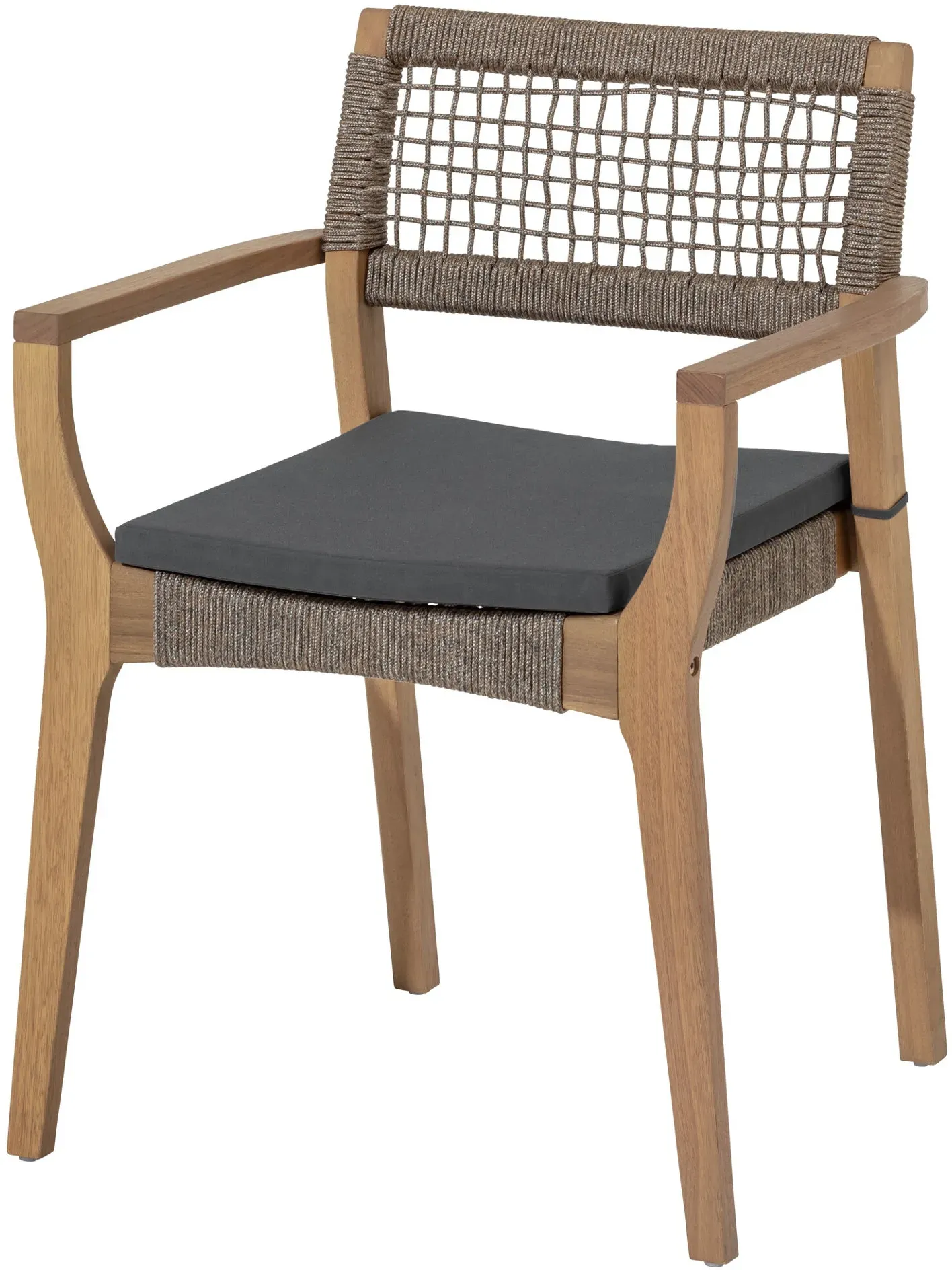 Tchibo - Stapelbarer Gartenstuhl mit Textilgeflecht - 60x55x84,5cm - beige - Akazienholz / Polypropylen / Polyester