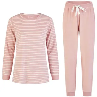 By Louise Schlafanzug by Louise Damen Frottee Pyjama Schlafanzug Nachtwäsche lang Rosa rosa L