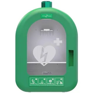 MEDX5 Universal AED-PVC-Innenwandkasten mit akustischem und optischem Alarm, grün DEFI-Wandkasten Innenbereich PVC
