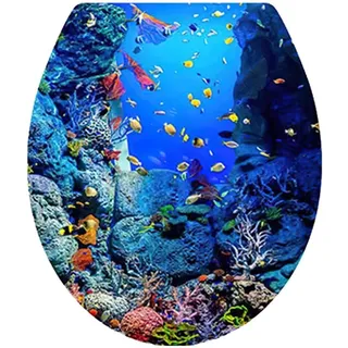 Vobumix Toilettendeckel-Aufkleber, Meereswelt-Muster, Aufkleber, Toilettensitzbezug-Aufkleber, Selbstklebend, Wasserdicht, Toilettendeckel-tanksitz-Aufkleber, Badezimmer-Dekoration Für Zuhause