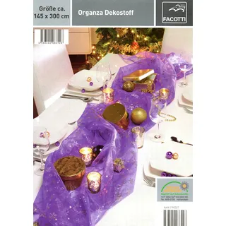 Weihnachtstischläufer Lila Weihnachts Organza Deko Stoff 145x300 Tischläufer NEU