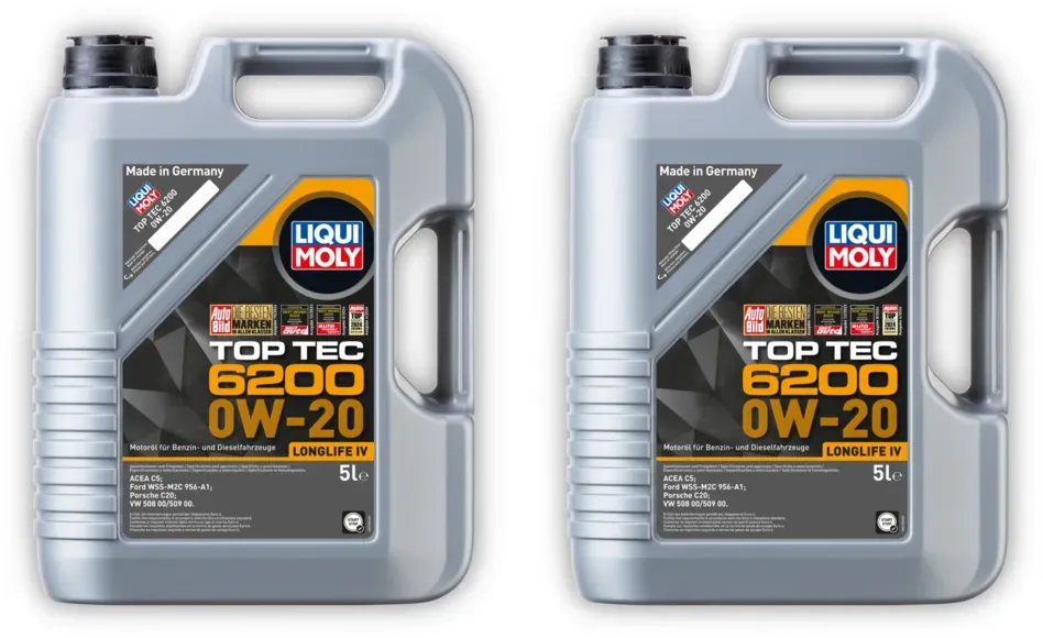 2x Motoröl LIQUI MOLY 20781 Top Tec 6200 0W-20 Leichtlauf 5L ua Skoda Audi SEAT VW