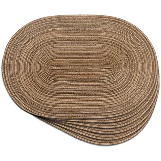 Ovale geflochtene Platzsets, 30,5 x 45,7 cm, runde Tischsets für Esstische, natürlich gewebt, hitzebeständig, 6 Stück (ovales Braun)