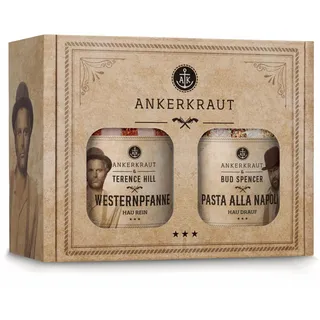 CeDe Ankerkraut Bud Spencer & Terence Hill Bagaluten Gewürz-Box, mit Westernpfanne und Pasta alla Napoli, Geschenk-Set, lecker kochen, 195 g Gewürze Inhalt
