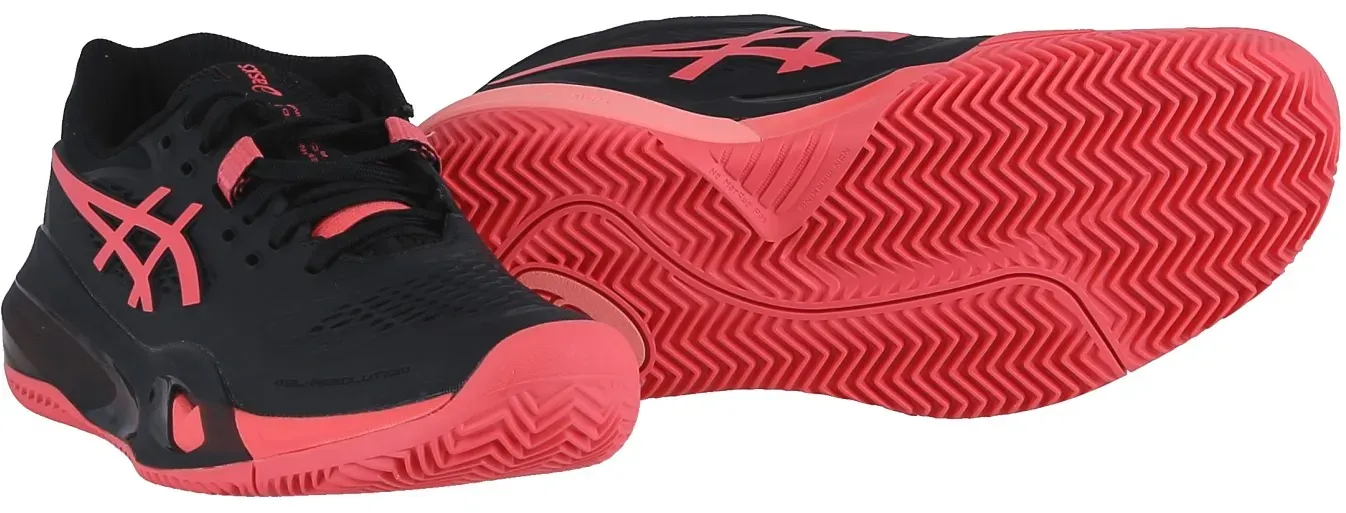 Asics Tennisschuhe Gel Resolution X Clay/Sandplatz (Stabilität) schwarz/pink Damen