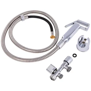 Edouard Rousseau Rousseau WC-Duschset, komplettes ABS-Toilettenhygieneset mit Dusche, Stütze und 3-Wege-Wasserhahn, verchromt