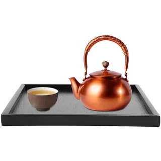 YOUTHINK Schwarz Holz Tee Tablett, Essen Serviertablett, Kuchenplatte Rechteckig, Deko Tablett, Hause Hotel Restaurant Serving Tray für Mahlzeiten für Kaffee, Snack, Speisen, Getränke (30 * 30cm)