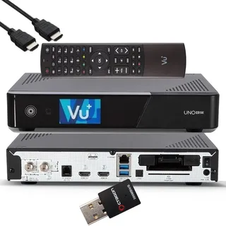 VU+ UNO 4K SE - UHD HDR 1x DVB-S2 FBC Sat Tuner E2 Linux Receiver, + 300 Mbit WiFi Stick