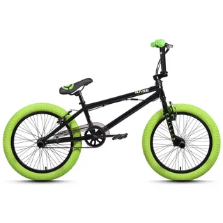 chilliz BMX Freestyle 20 Zoll XB.01 schwarz-grün Kinder Erwachsene V-Brake 360° Rotor - Schwarz