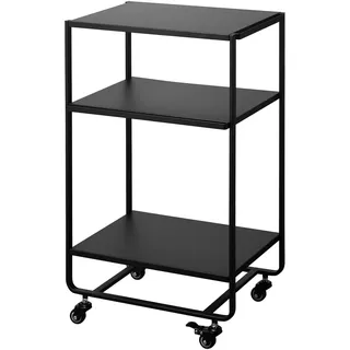 Yamazaki 4919 Tower 3-stöckiger Rollwagen mit Griff, schwarz, Stahl, minimalistisch, 38 x 49 x 81.5 cm