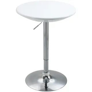 Homcom Bartisch Metall, ABS-Lackierung Weiß Ø61 x 76-97 cm, Esszimmer, Barmöbel, Bartische