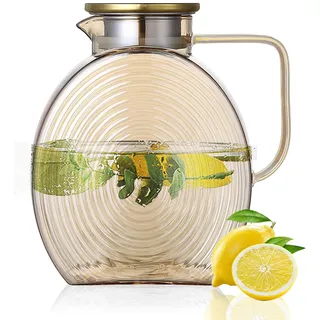 2.5 Liter Wasserkaraffe, Glaskaraffe mit Deckel, Glasflasche 84 oz, Karaffe mit Deckel, Wasserkaraffe Glas, Wasserkanne mit Kühlung, Wasserkrug, Glaskrug Karaffe, Teekanne für DIY Getränke, Saft