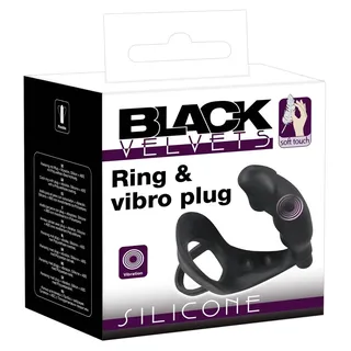 Black Velvets Penis-/Hodenring Ring & Vibro Plug“ mit Vibro-Analplug | Mit Vibration Black Velvets 1 St